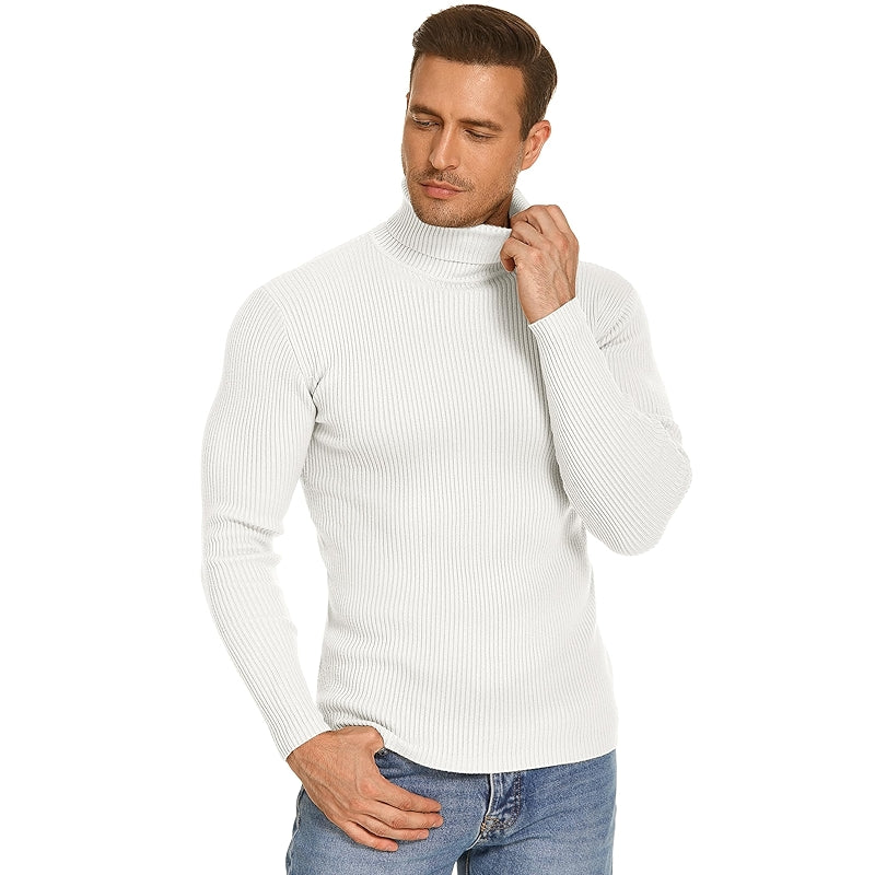 Ribbed Slim Fit Knitted Pullover Casual Turtleneck Sweater