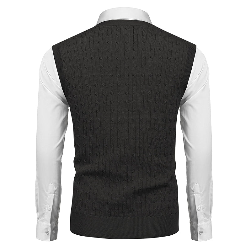 Sleeveless Sweater Vest V Neck Casual Cable Knit Cardigan Vest