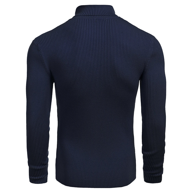 Ribbed Slim Fit Knitted Pullover Casual Turtleneck Sweater