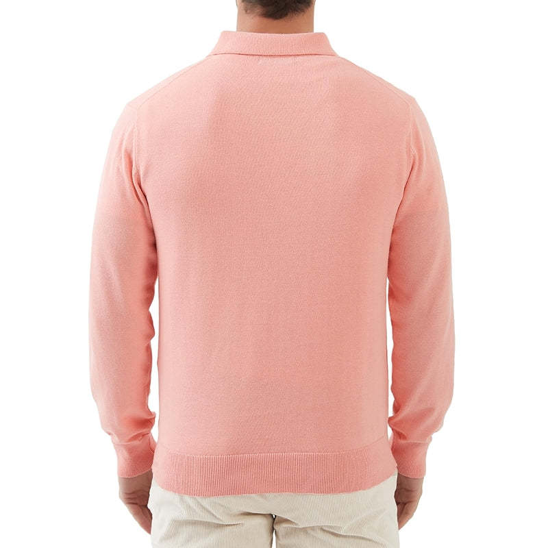 Kallspin Cotton Knit Polo Sweater Classic Casual Long Sleeve