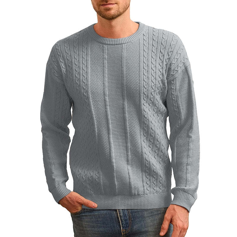 Classic Crewneck Pullover Sweater With Ribbing Edge
