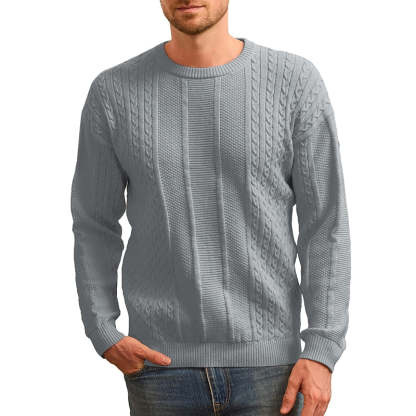 Classic Crewneck Pullover Sweater With Ribbing Edge