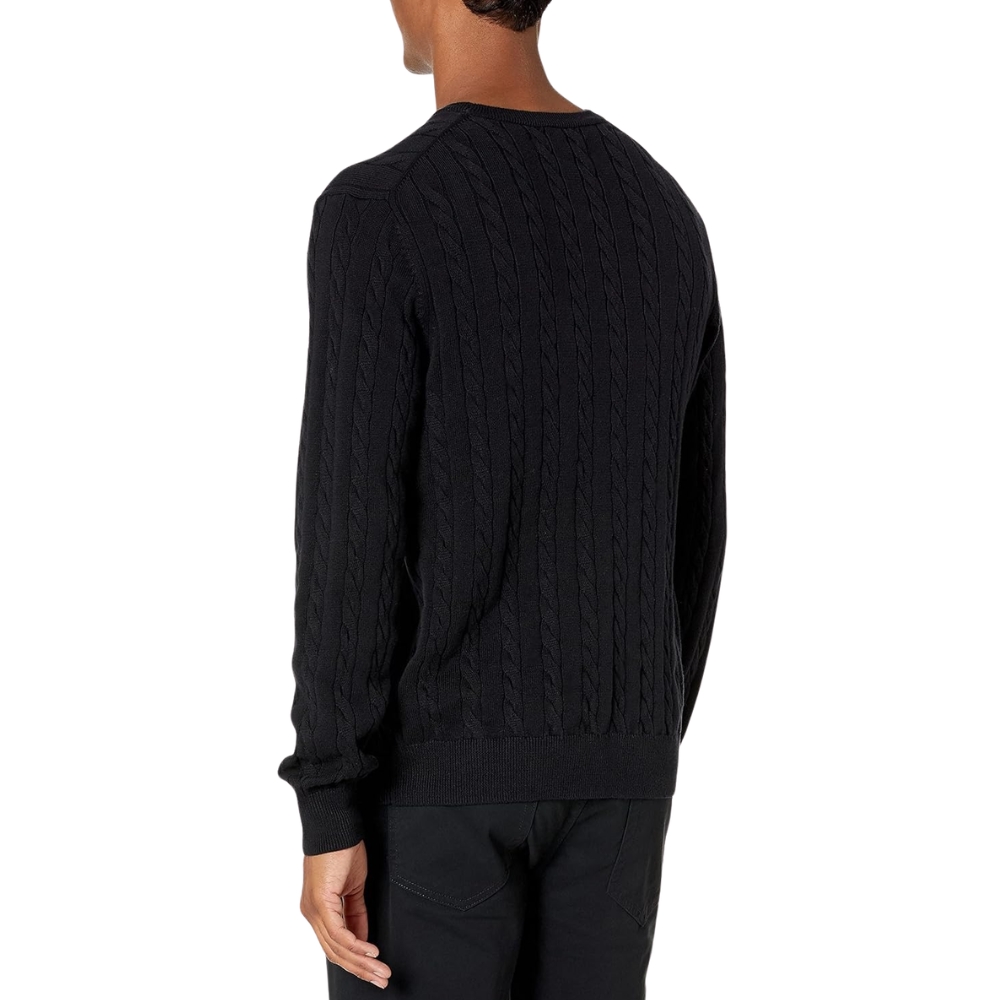 Men's Crewneck Cable Cotton Sweater
