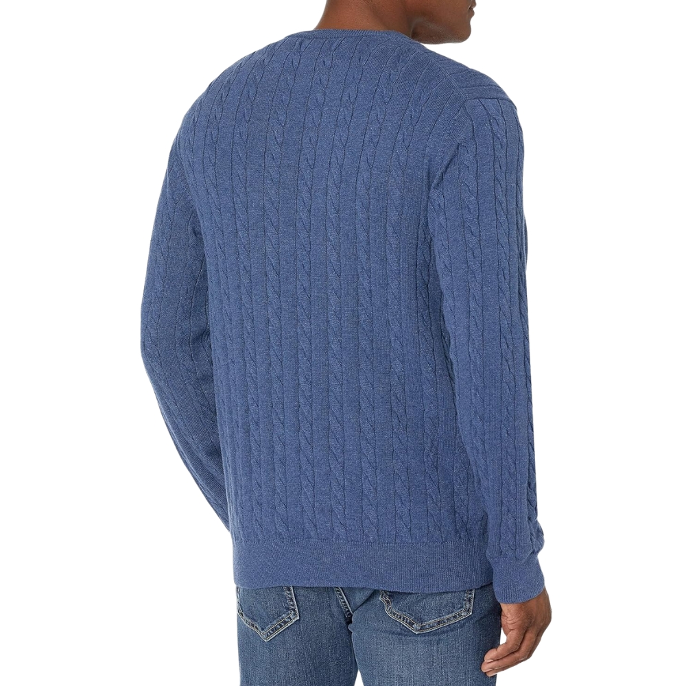Men's Crewneck Cable Cotton Sweater