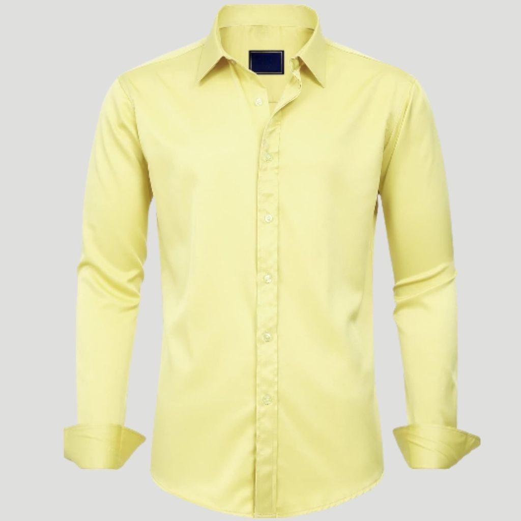 Mens Dress Shirt Solid Long Sleeve Wrinkle