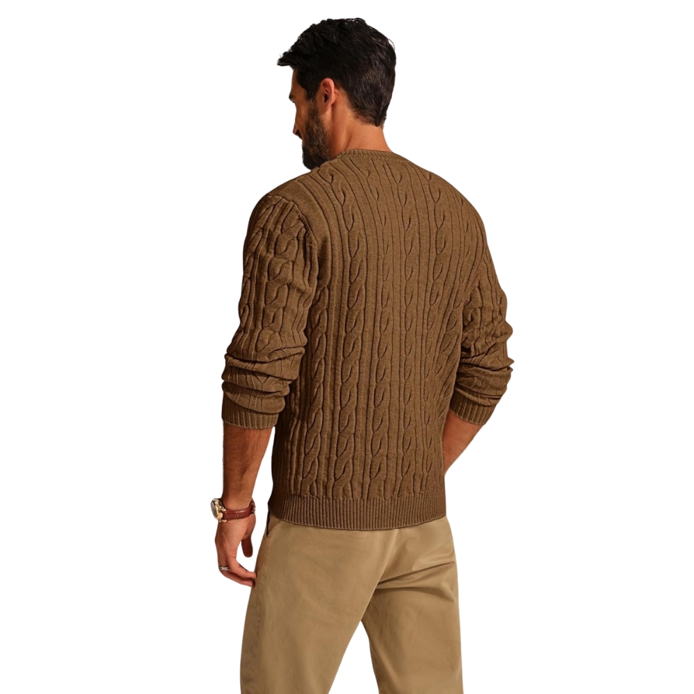 Mens Sweater Crewneck Cable Knit Pullover Sweater Casual Twist Textured Sweaters