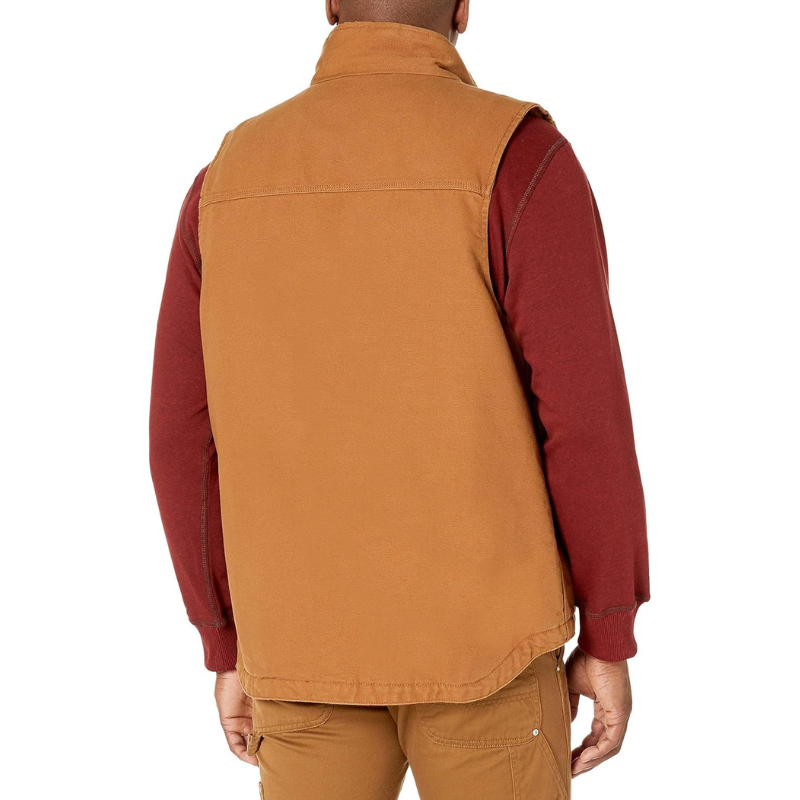 Men's Loose Fit Washed Duck Sherpa-Lined Mock-Neck Vest