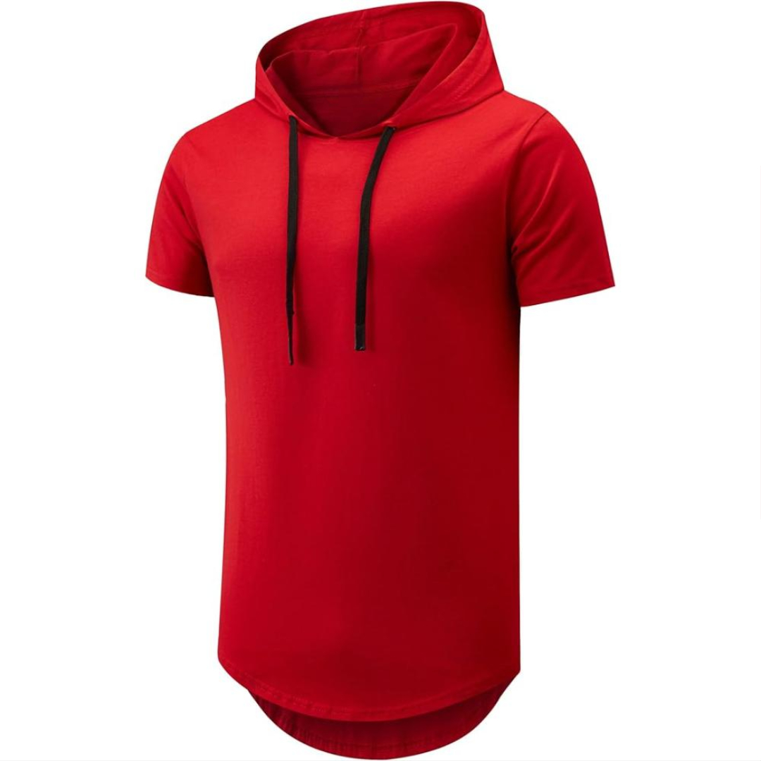 Men Cotton Short Sleeve Hooded T Shirt