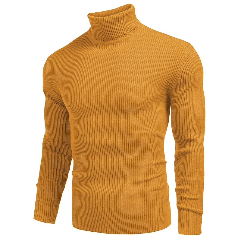 Ribbed Slim Fit Knitted Pullover Casual Turtleneck Sweater