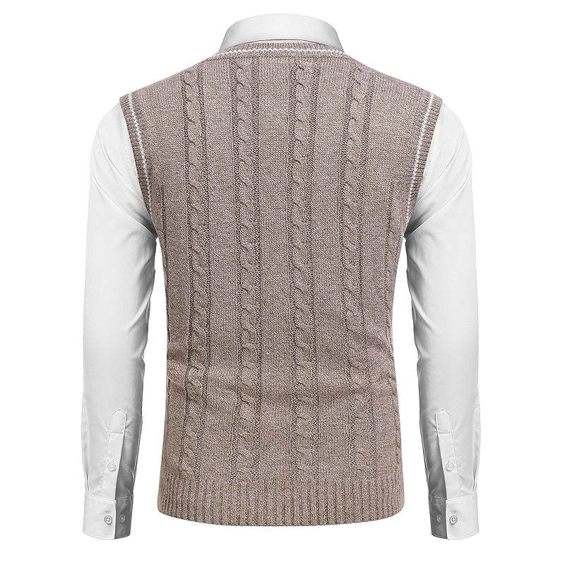 Casual Sweater Vest V Neck Slim Fit Knitted Pullover
