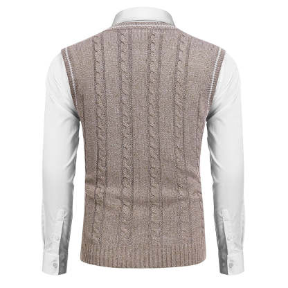 Casual Sweater Vest V Neck Slim Fit Knitted Pullover