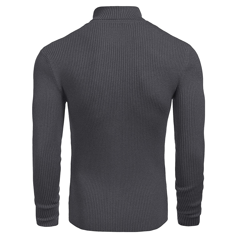 Ribbed Slim Fit Knitted Pullover Casual Turtleneck Sweater