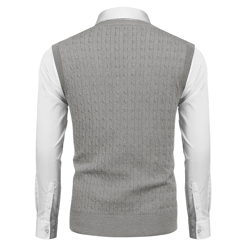 Sleeveless Sweater Vest V Neck Casual Cable Knit Cardigan Vest