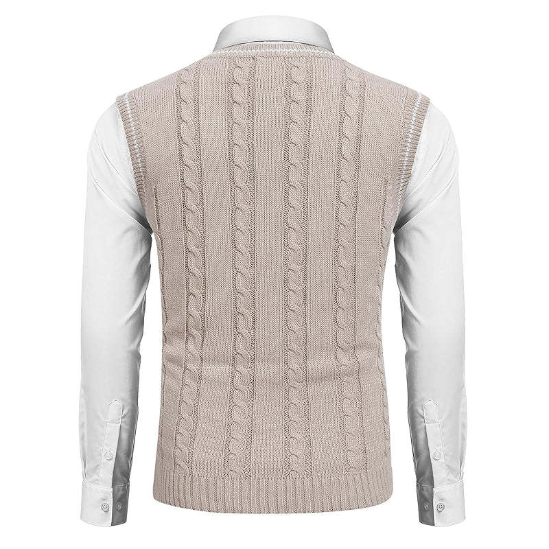 Casual Sweater Vest V Neck Slim Fit Knitted Pullover