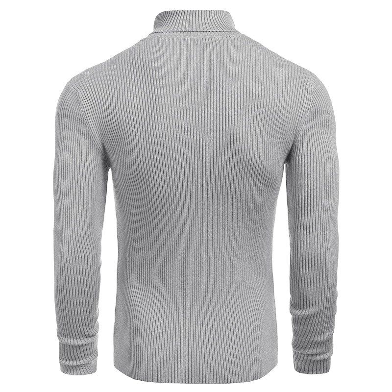 Ribbed Slim Fit Knitted Pullover Casual Turtleneck Sweater