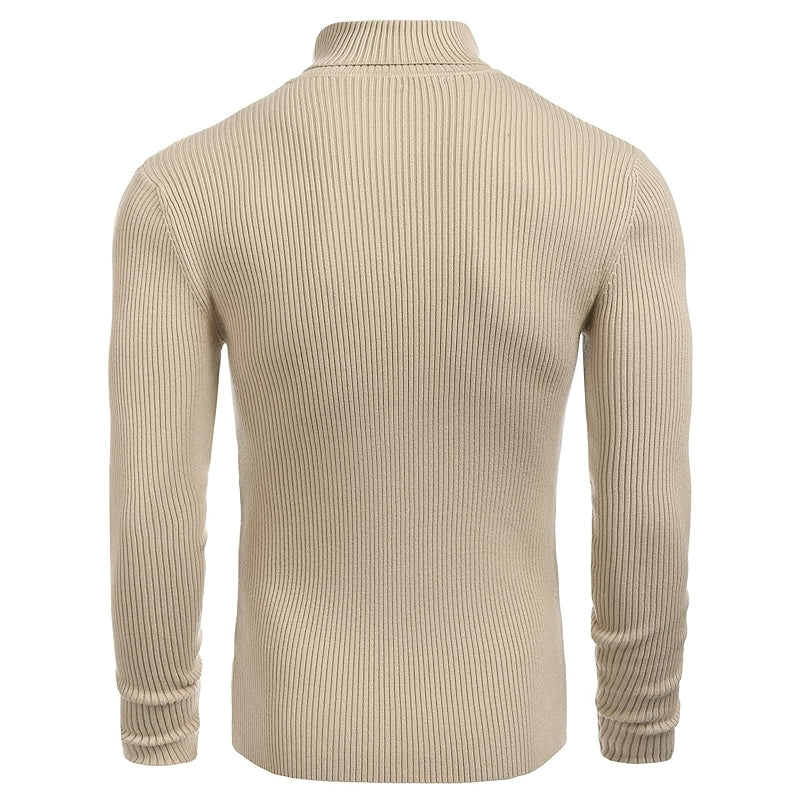 Ribbed Slim Fit Knitted Pullover Casual Turtleneck Sweater