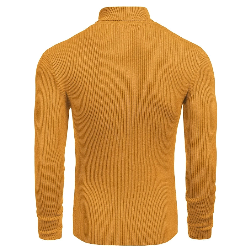 Ribbed Slim Fit Knitted Pullover Casual Turtleneck Sweater