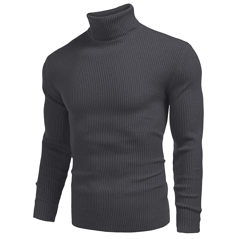 Ribbed Slim Fit Knitted Pullover Casual Turtleneck Sweater