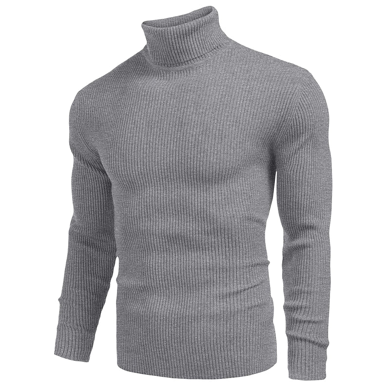 Ribbed Slim Fit Knitted Pullover Casual Turtleneck Sweater