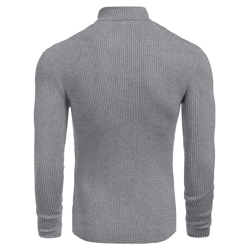 Ribbed Slim Fit Knitted Pullover Casual Turtleneck Sweater