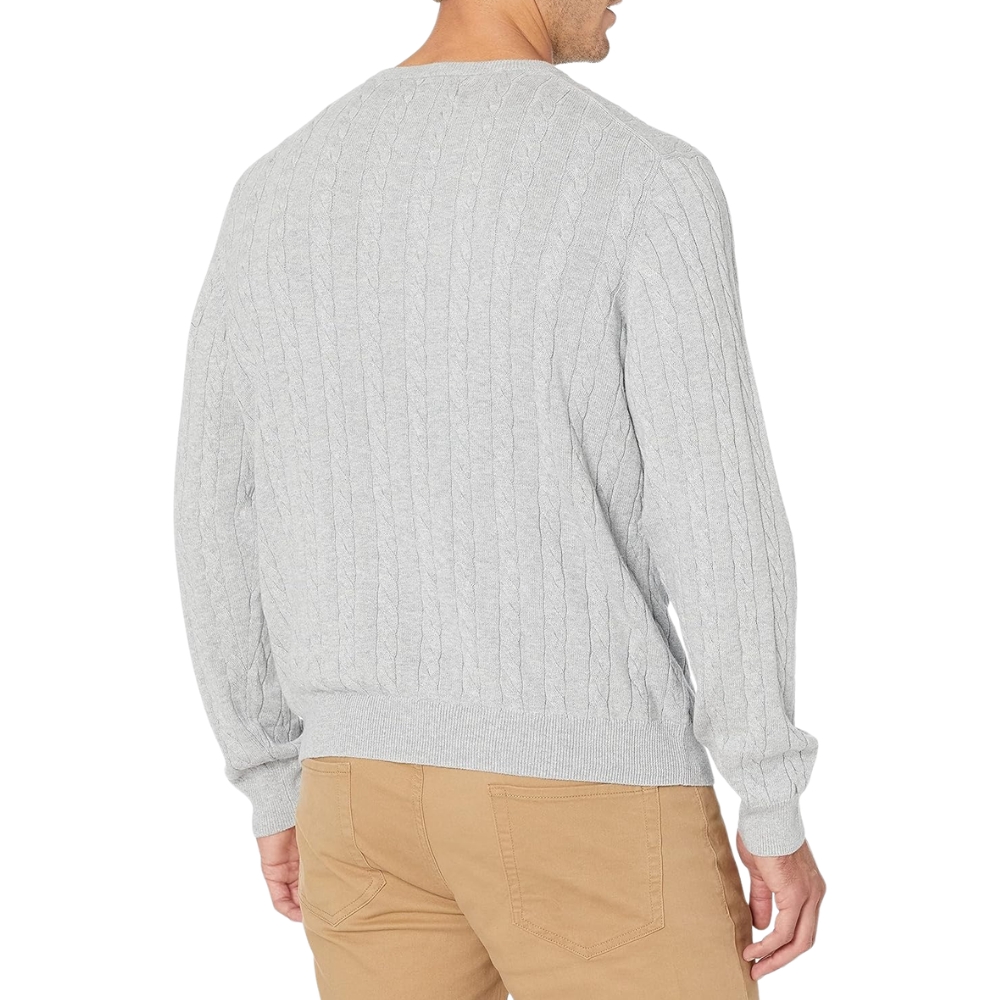 Men's Crewneck Cable Cotton Sweater
