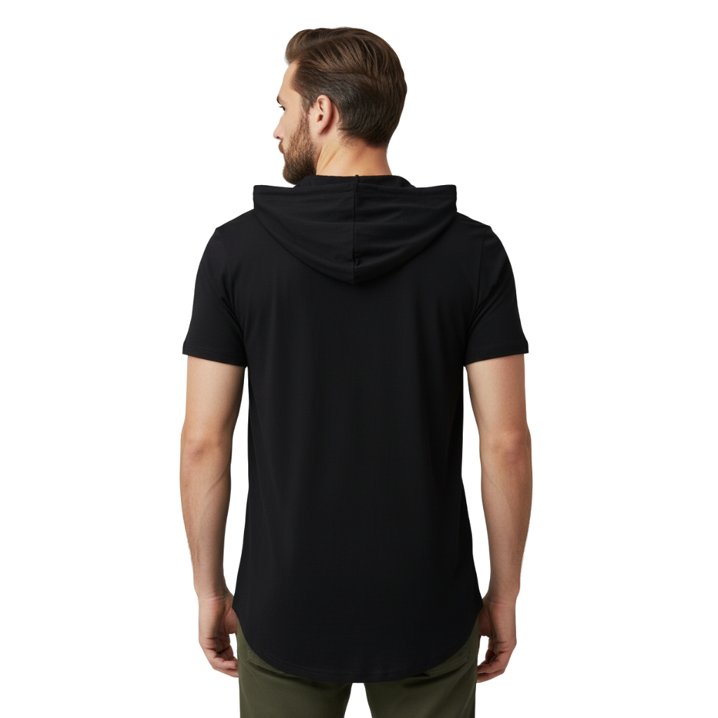Men Cotton Short Sleeve Hooded T Shirt