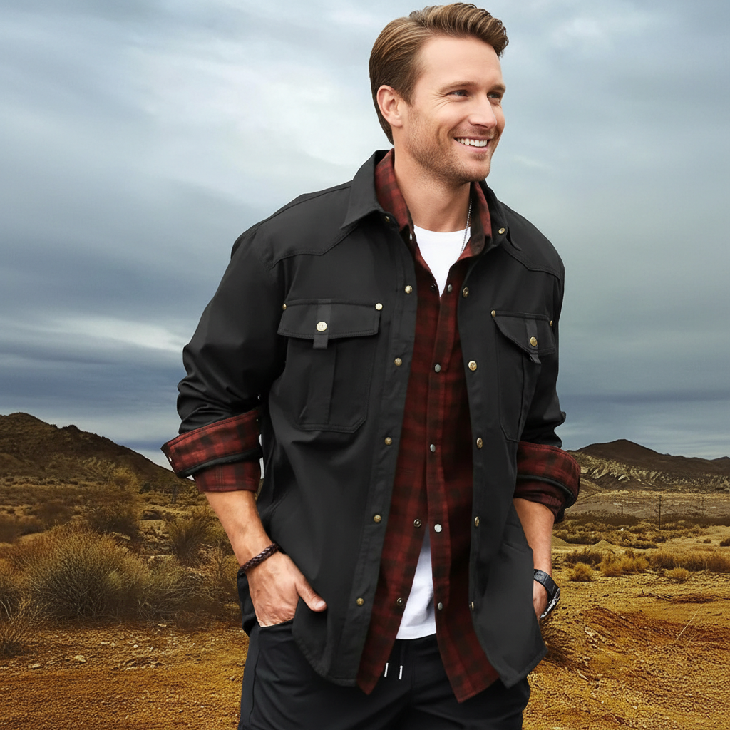 Flannel Lined Shacket Plaid Twill Jacket