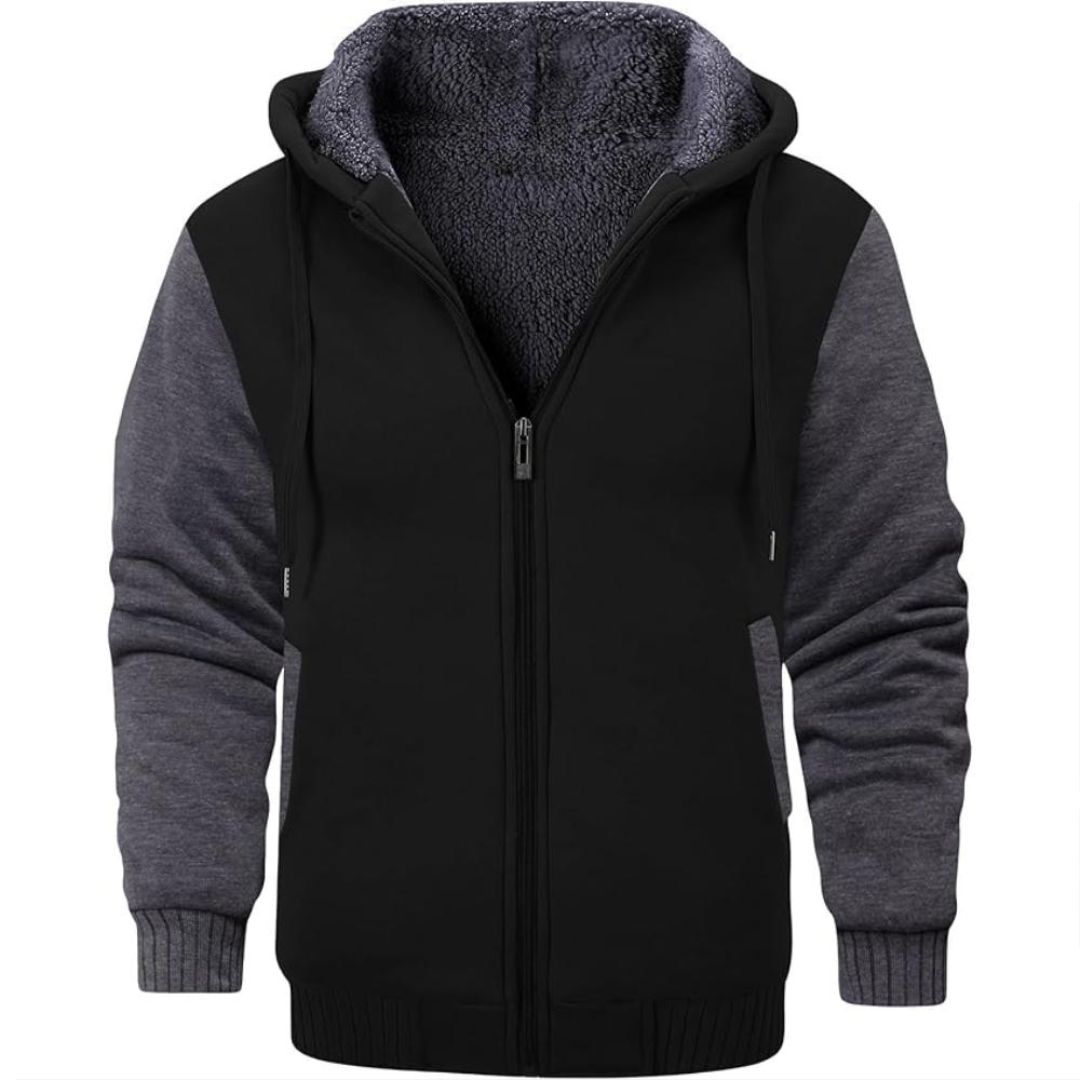 Men Fleece Lined Zip Up Hoodie For Winter