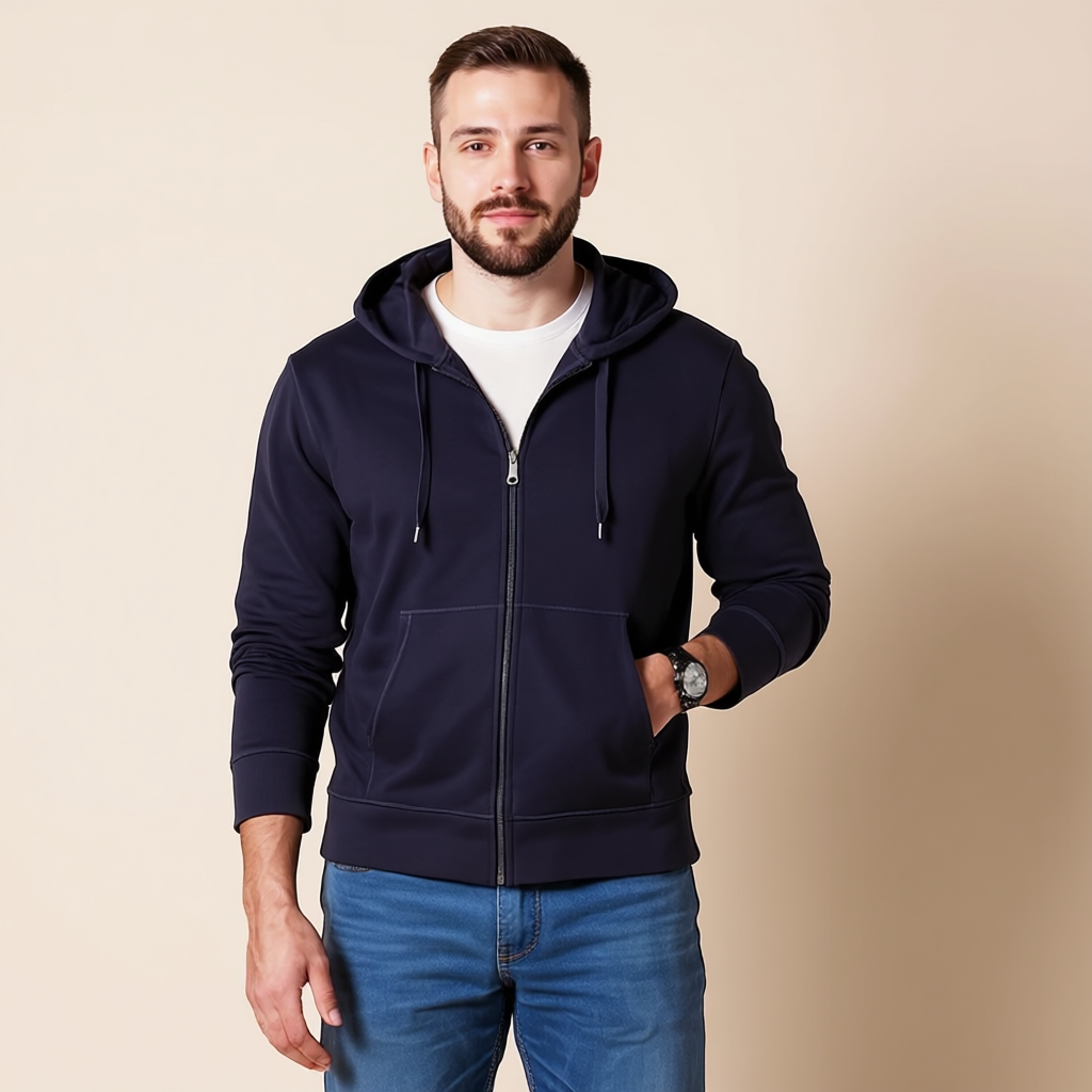 Lightweight Hoodie with French Terry And Classic Full Zip