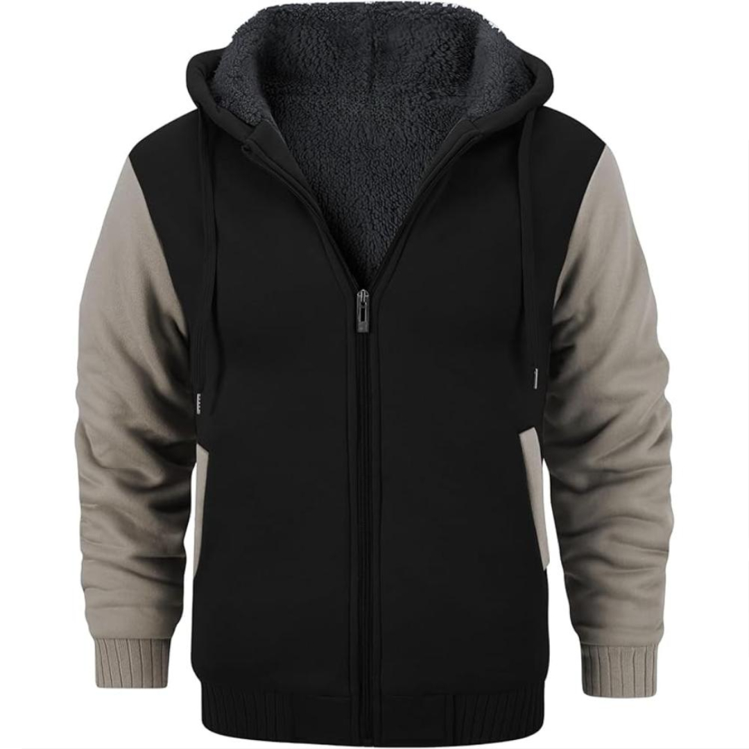 Men Fleece Lined Zip Up Hoodie For Winter
