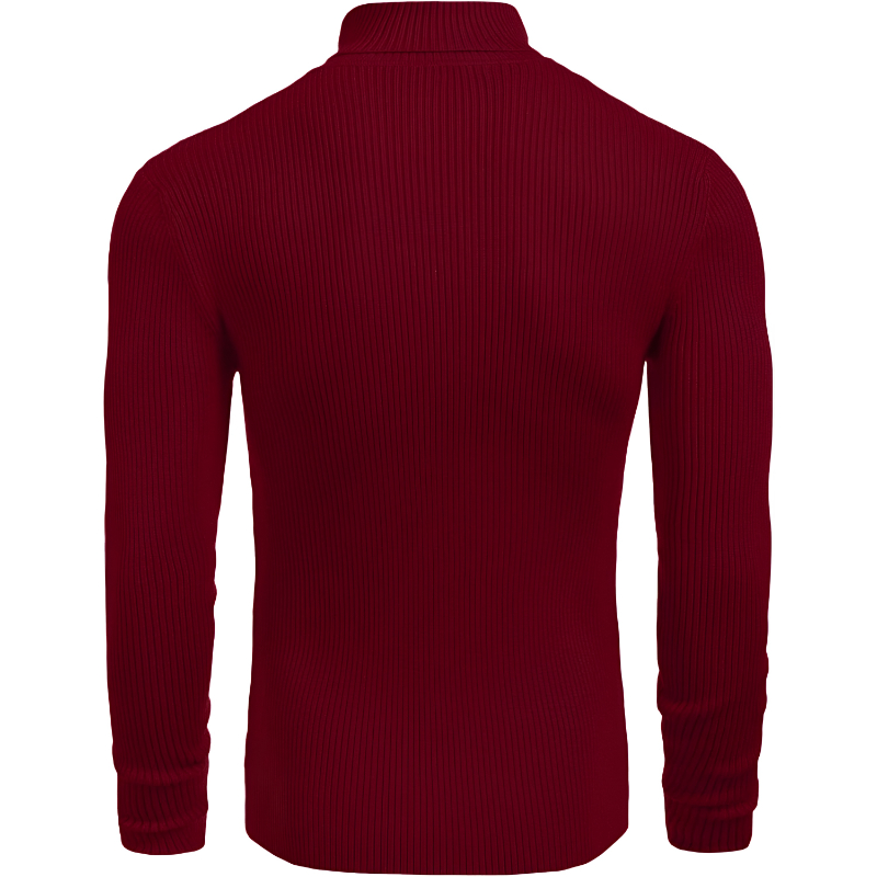 Mens Ribbed Slim Fit Knitted Pullover Casual Turtleneck Sweater