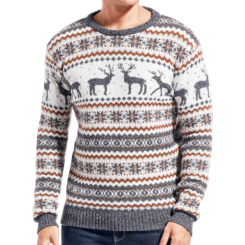 Men's Christmas Rudolph Reindeer Holiday Festive Knitted Sweater Cardigan Cute Ugly Pullover Jumper