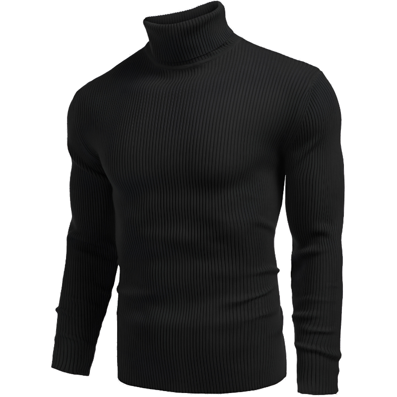 Mens Ribbed Slim Fit Knitted Pullover Casual Turtleneck Sweater