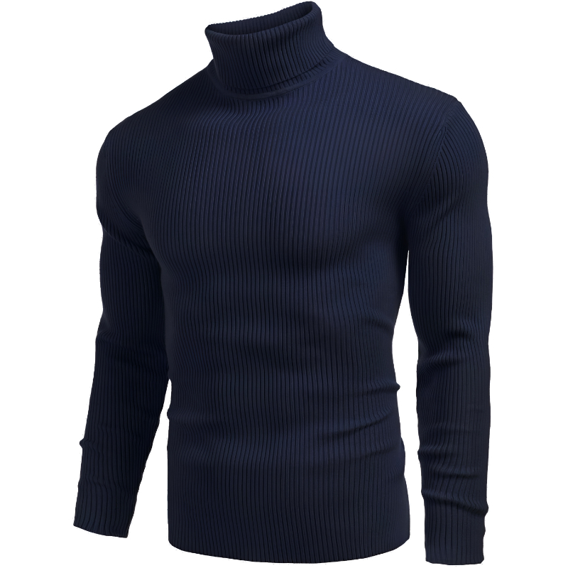 Mens Ribbed Slim Fit Knitted Pullover Casual Turtleneck Sweater