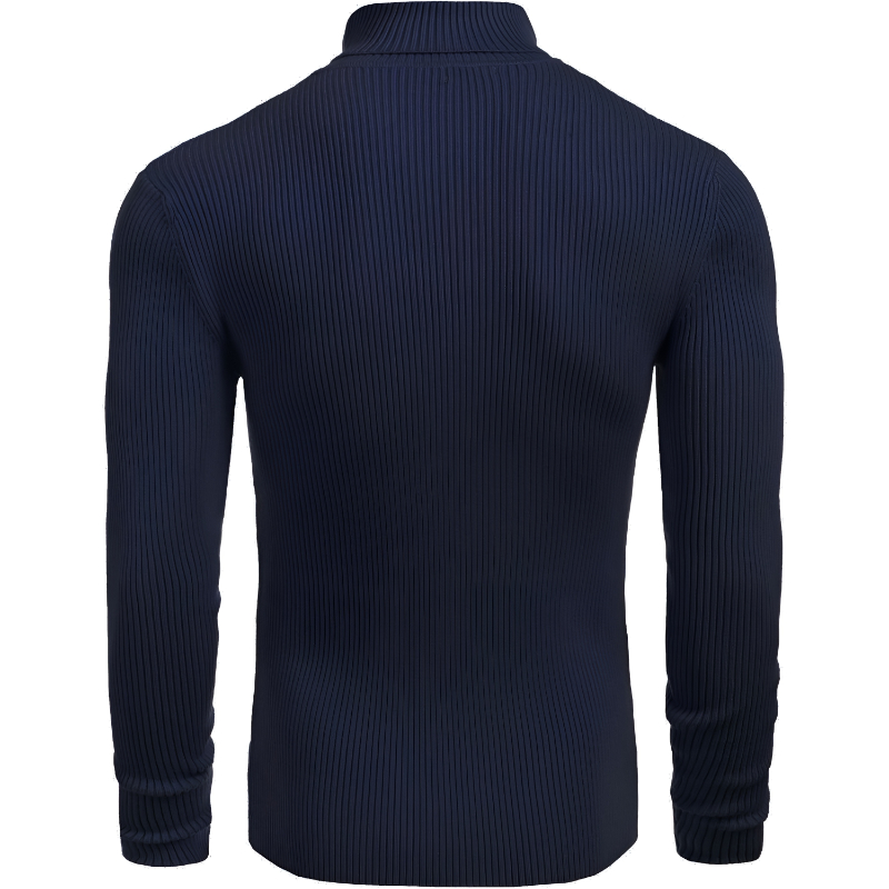Mens Ribbed Slim Fit Knitted Pullover Casual Turtleneck Sweater