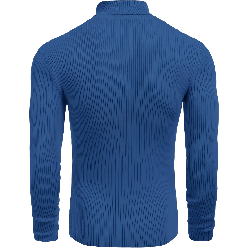 Mens Ribbed Slim Fit Knitted Pullover Casual Turtleneck Sweater