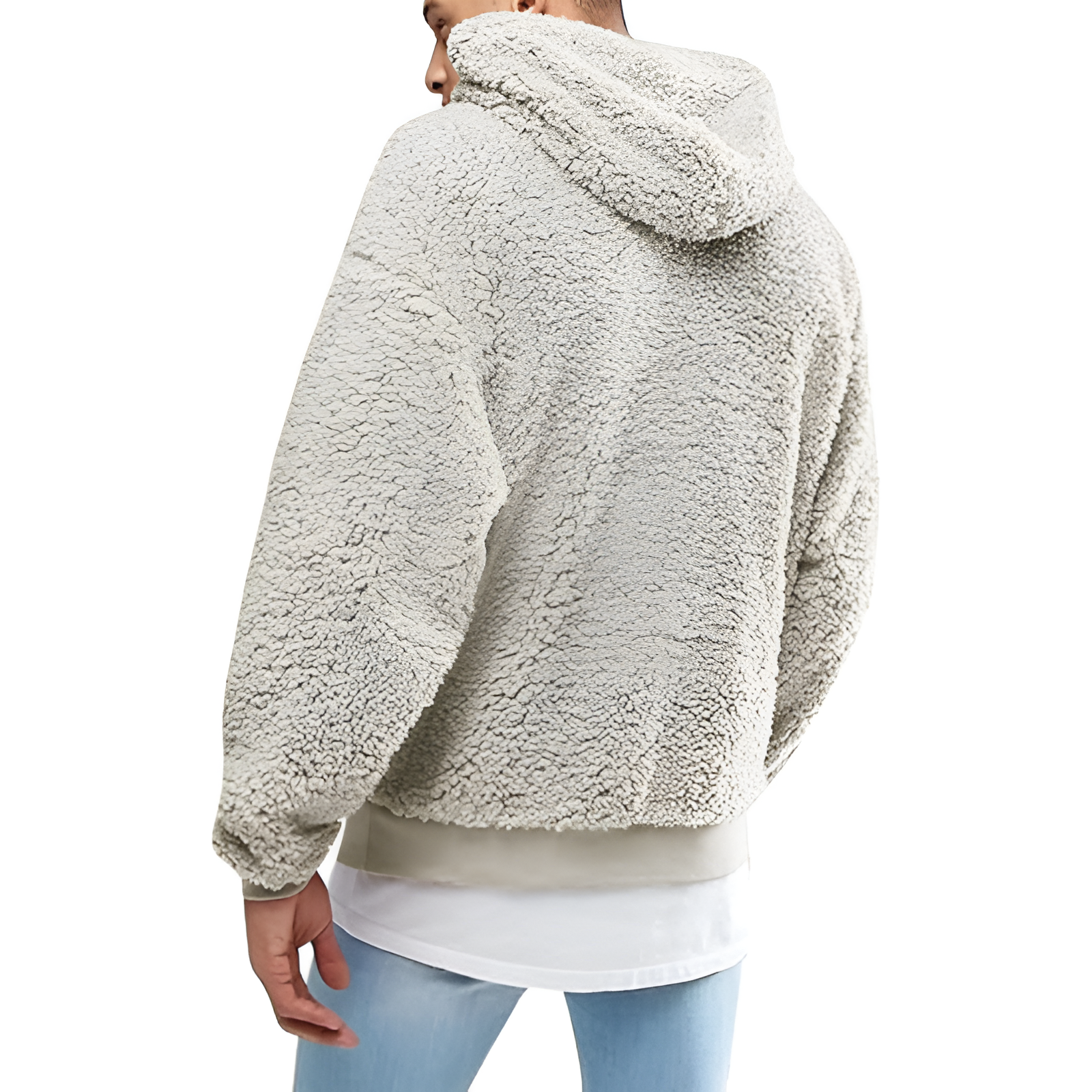 Mens Fuzzy Sherpa Pullover Hoodie Sweatshirts Long Sleeve Sport Front Pocket Military Fall Outwear Winter Hooded