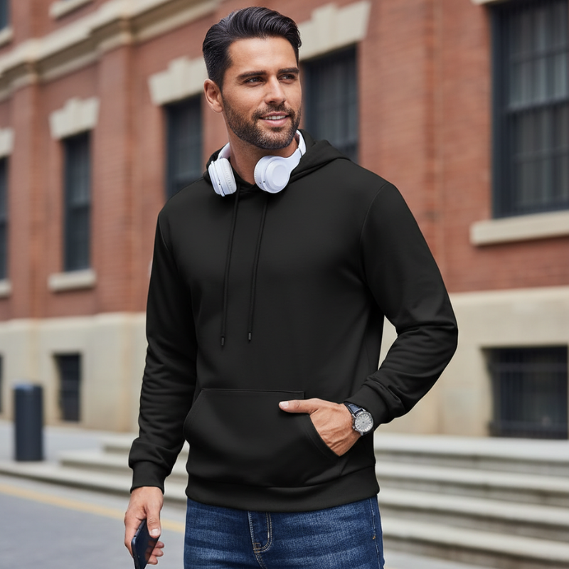 Mens Hoodies Pullover Long Sleeve Casual Fashion Sweatshirts Drawstring Gym Hooded Shirt with Kanga Pocket