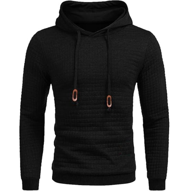 Waffle Knit Pullover Hoodie For Men