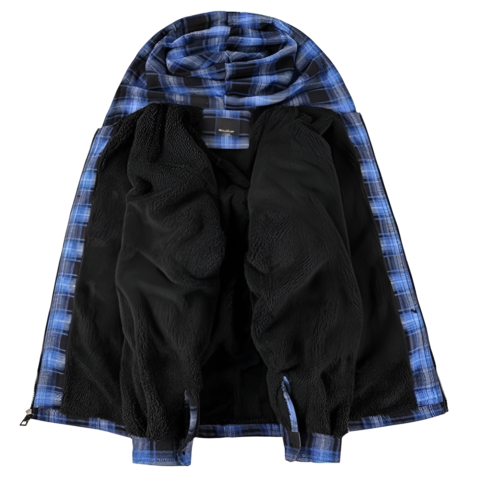 Men Flannel Hooded Jacket Fleece Sherpa Lined Plaid Shirts Jackets Zip Up Sweatshirt Hoodies for Men with 4 Pockets
