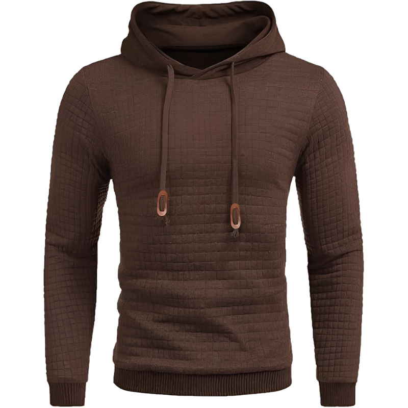 Waffle Knit Pullover Hoodie For Men