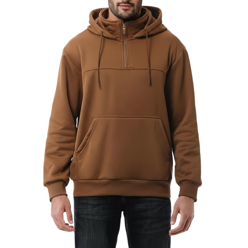 Men Fashion Hoodies Sweatshirts Loose Fit Heavyweight Quarter-Zip Sweatshirt Fleece-Lined Pullover