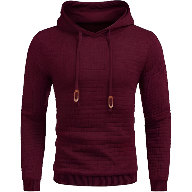 Waffle Knit Pullover Hoodie For Men