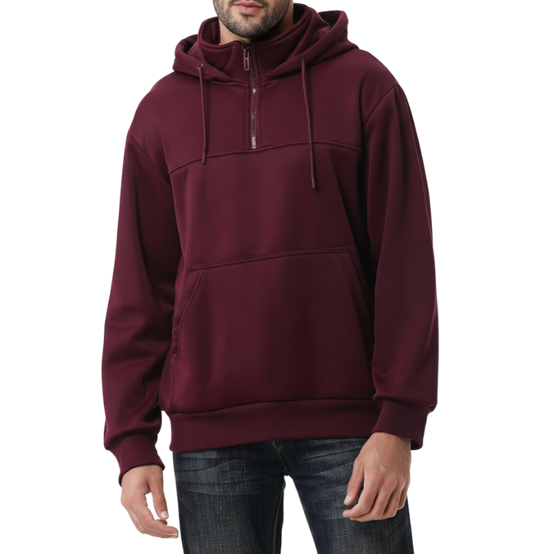 Men Fashion Hoodies Sweatshirts Loose Fit Heavyweight Quarter-Zip Sweatshirt Fleece-Lined Pullover