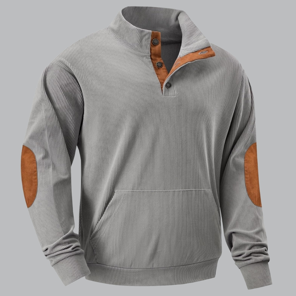 Casual Stand Collar Quarter Fall Metal Button Pullover Sweaters