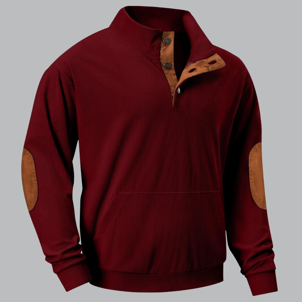 Casual Stand Collar Quarter Fall Metal Button Pullover Sweaters