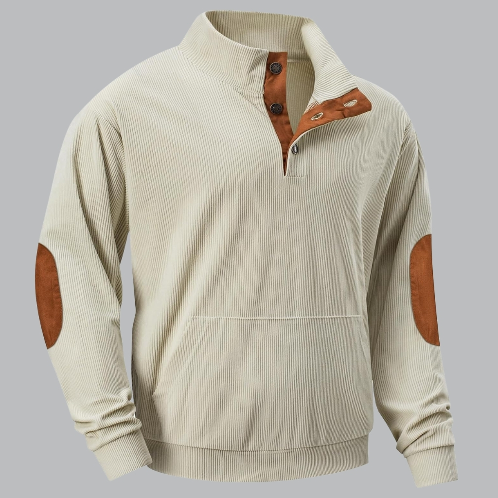 Casual Stand Collar Quarter Fall Metal Button Pullover Sweaters