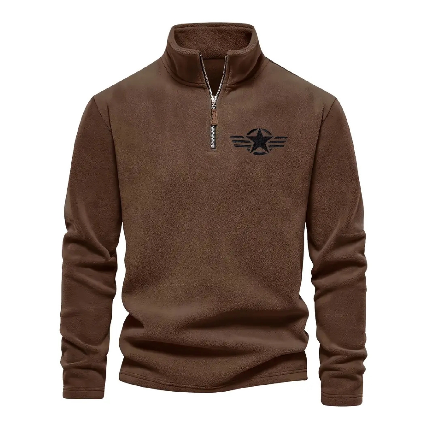 Classic Fleece Zip Pullover Warm Stand Collar Sweatshirt For Men