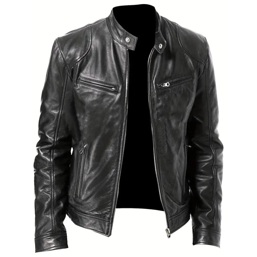 Classic Leather Motorcycle Jacket-Vacay Outfit