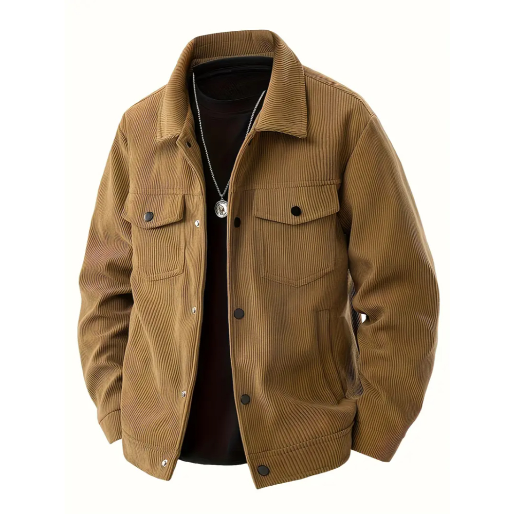 Corduroy Cargo Jacket With Pockets For Men